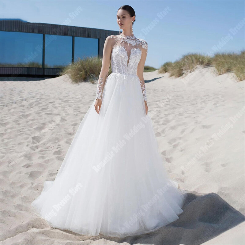 Fashion Women A-Line Wedding Dresses Elegant Backless Princess Bride Gowns Newly launched Beach Party Lady Vestido De Novia 2024