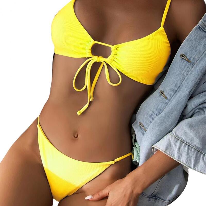 Bikini damskie zestaw stylowy zestaw damski strój kąpielowy ze sznurowanymi projekt bez pleców spódnica z wysokim stanem tkanina szybkoschnąca dla pań