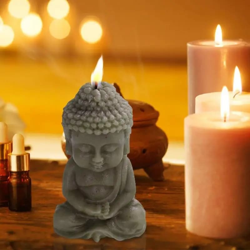 Cetakan silikon Buddha cetakan buatan tangan kerajinan DIY sabun buatan tangan cetakan Fondant Buddha cetakan Buddha elemen Cina 3D untuk tanah liat