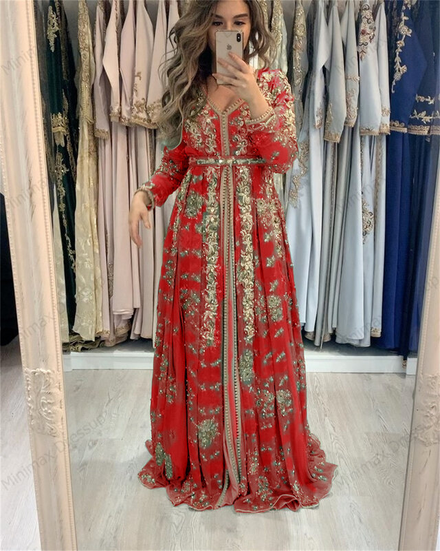 Платье โมร็อกโก Kaftan ชุดราตรีอย่างเป็นทางการลูกไม้ Appliques อาหรับมุสลิมชุดพิเศษ Платье Для Свадебной Вечери