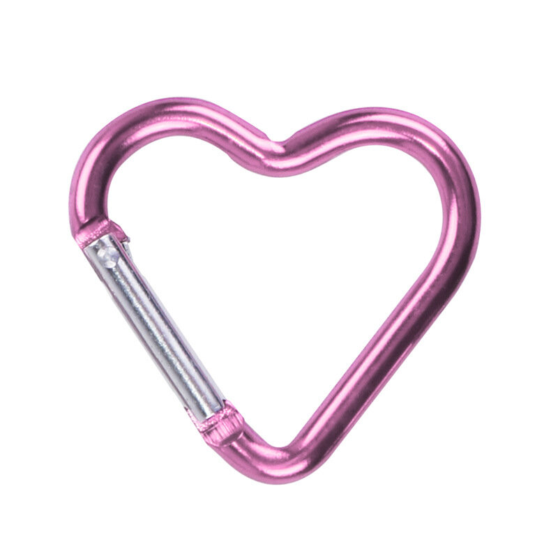 1 Pcs Heart-shaped Aluminum Carabiner Key Chain Clip Outdoor Keyring Hook Water Bottle Hanging Buckle Travel Kit Accessories