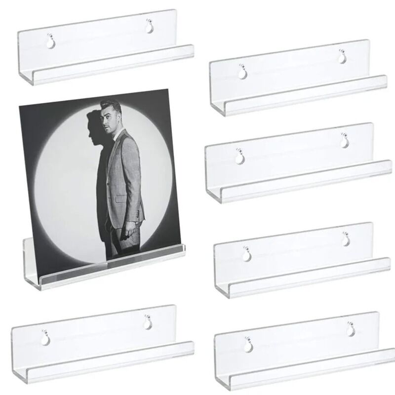 Creative Clear Wall Mounted Acrílico CD Prateleira, Record Display Stand, Rack de armazenamento álbum, 4 ", 7", 12"