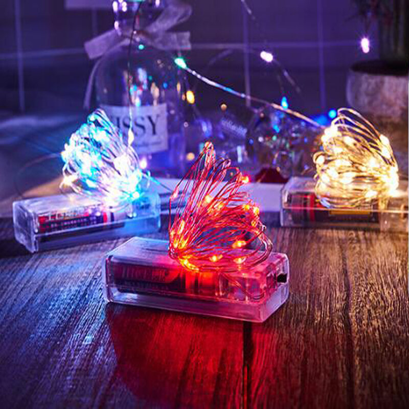 LED Copper Wire String Lights Battery Powered Wedding Decoration Gift Box Bouquet Colorful String Light Home Party Decoration