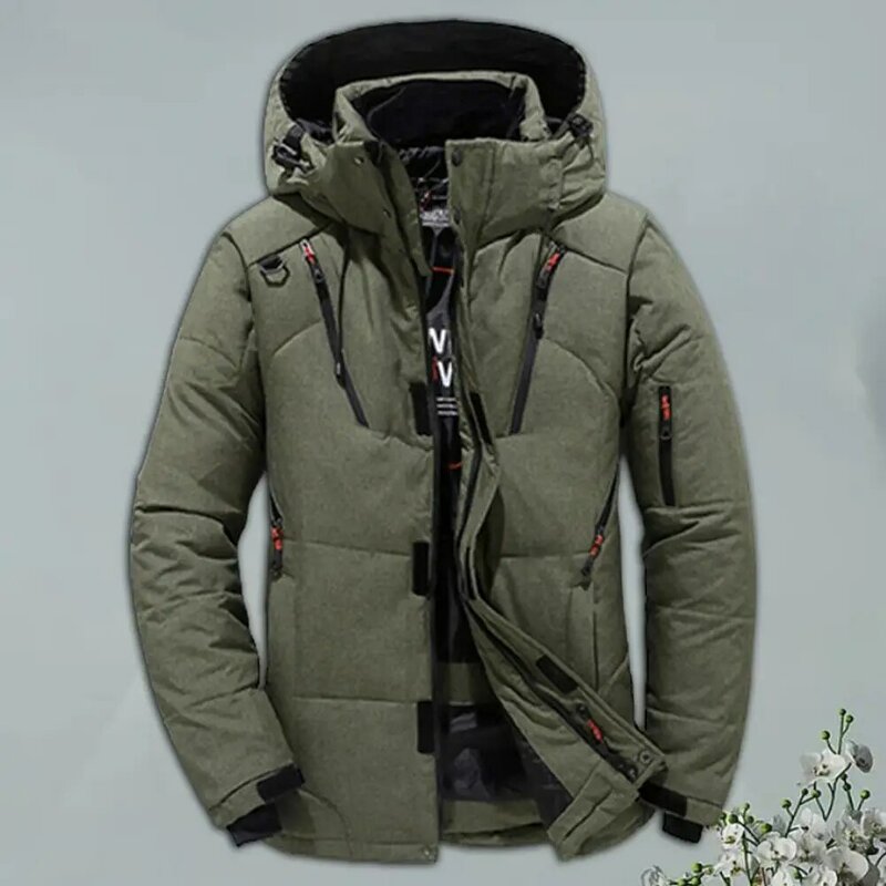 男性のためのモノクロの巾着ジャケット、スタイリッシュな冬のコート、厚く