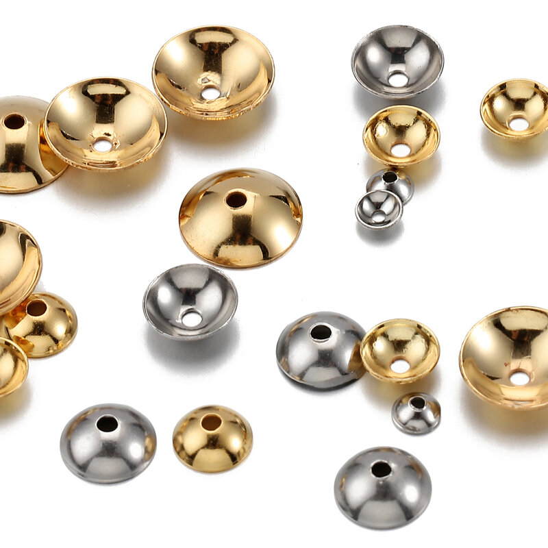 50 stücke 3-10mm Gold Farbe Edelstahl Runde Perlen Kappen Spacer Perlen für Schmuck Machen DIY Komponenten zubehör Wholelsale
