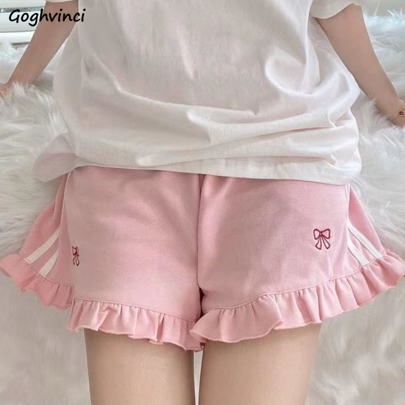 Shorts Women Ruffles Sweet Japanese Style Fashion All-match Kawaii Chic Casual Ins High Waist Summer Loose Fit Cozy Students