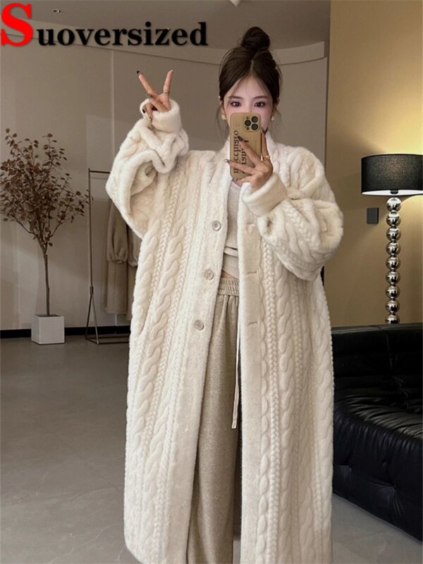 Verdicken imitieren Nerz Kunst pelz Mäntel Winter mittellange pelzige Mäntel Luxus hochwertige Twist Oberbekleidung Frauen koreanische Jacke