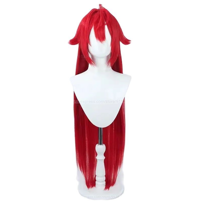 Peruca Cosplay longa cinza vermelha para mulheres, cabelo resistente ao calor, festa de Halloween, jogo, anime, alta qualidade, 100cm