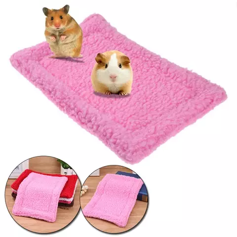 Double-sided Small Pet Warm Mat Plush Hamster Small Mat Guinea Pig Nest Mat Easy To Carry Rectangular Rabbit Bed Cushion Mat