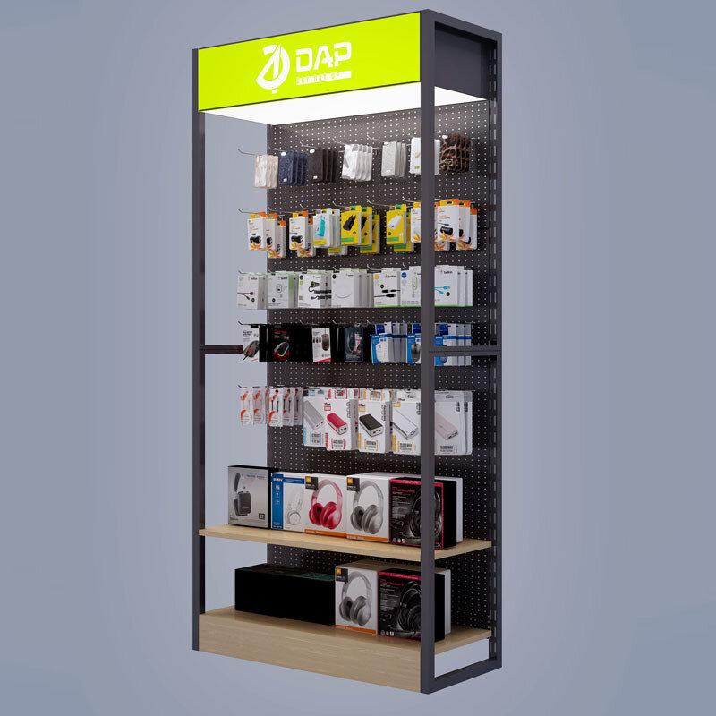 Expositor personalizado para tienda de teléfonos móviles, accesorios que incluyen carga y soporte, armario, estantes