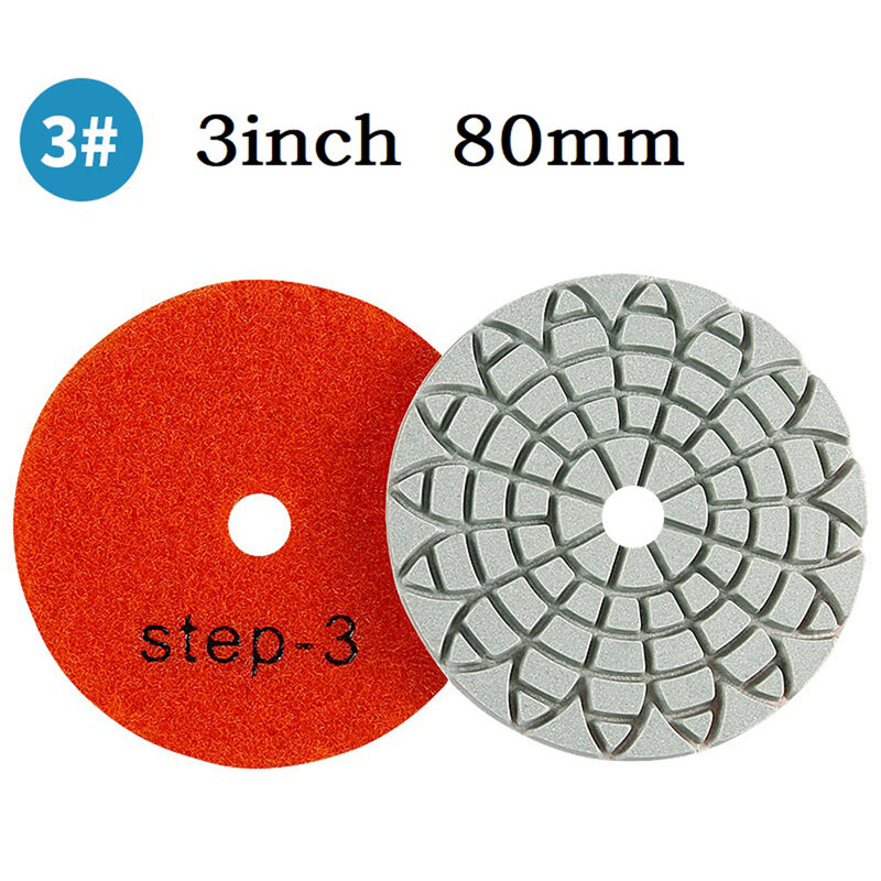 3 Inch 80mm Dry/Wet Polishing Pad Diamond 3 Steps Polishing Pads For Granite Marble Stone Concrete Sanding Disc Grinding Tool