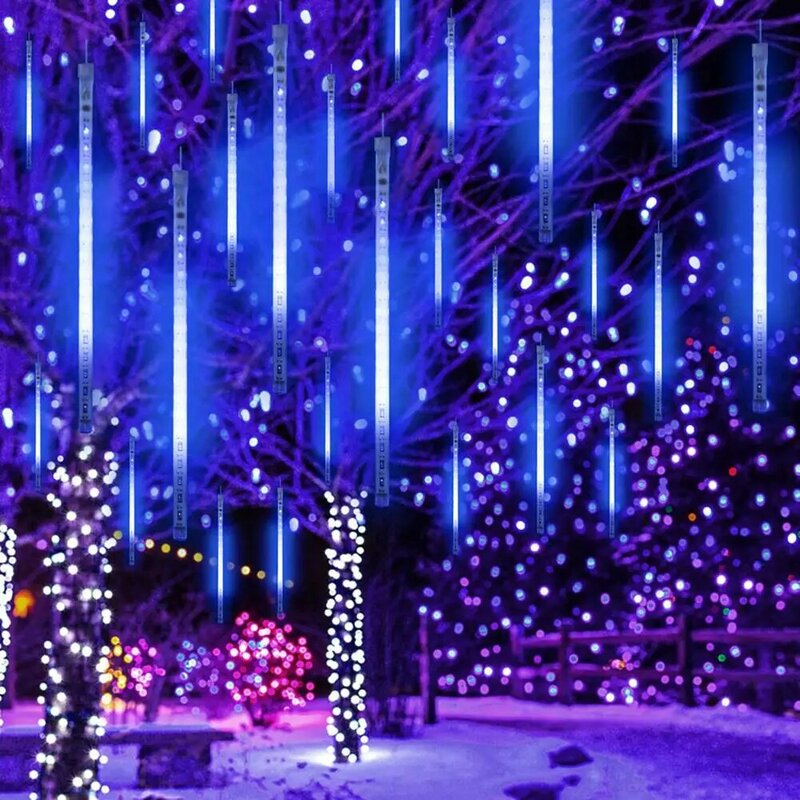 Meteor-LEDカーテンライトガーランド,妖精,ストリート,クリスマスの装飾,家,屋外,結婚式,新年の装飾