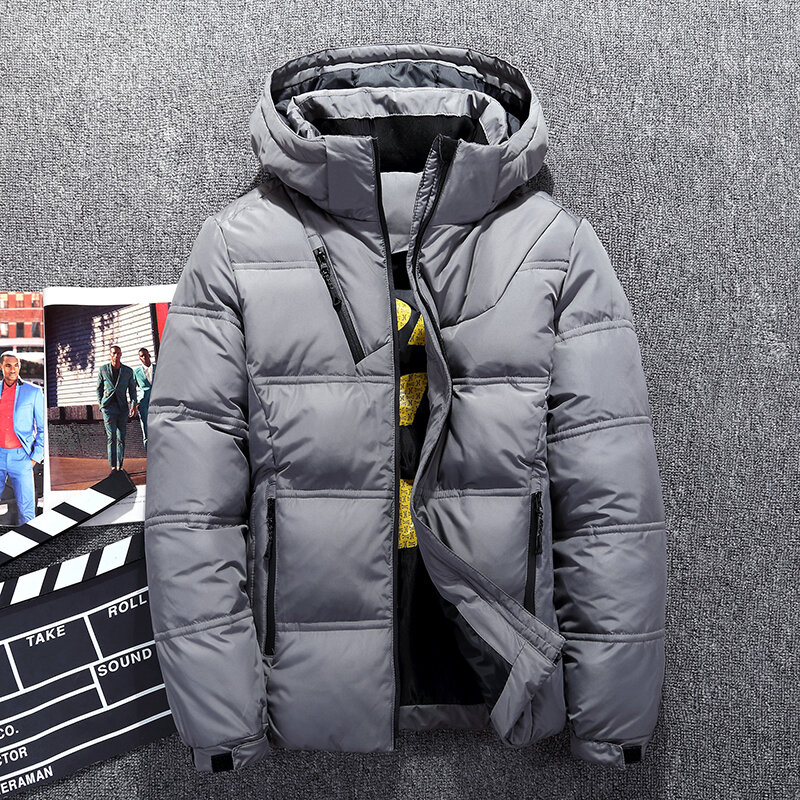 남성용 방풍 다운 재킷, 따뜻한 후드 겨울 아우터, 고품질 스마트 캐주얼 화이트 다운 코트, 남성 패딩 재킷, 핫 세일