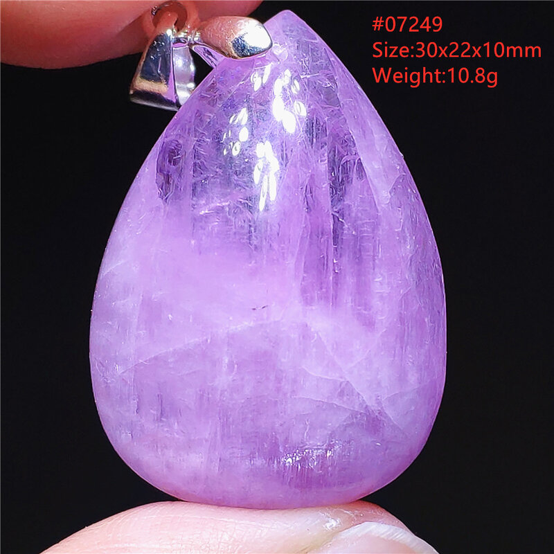 Pendentif en forme de goutte d'eau en Kunzite violette naturelle pour homme et femme, collier ovale en œil de chat et cœur en cristal AAAAAA