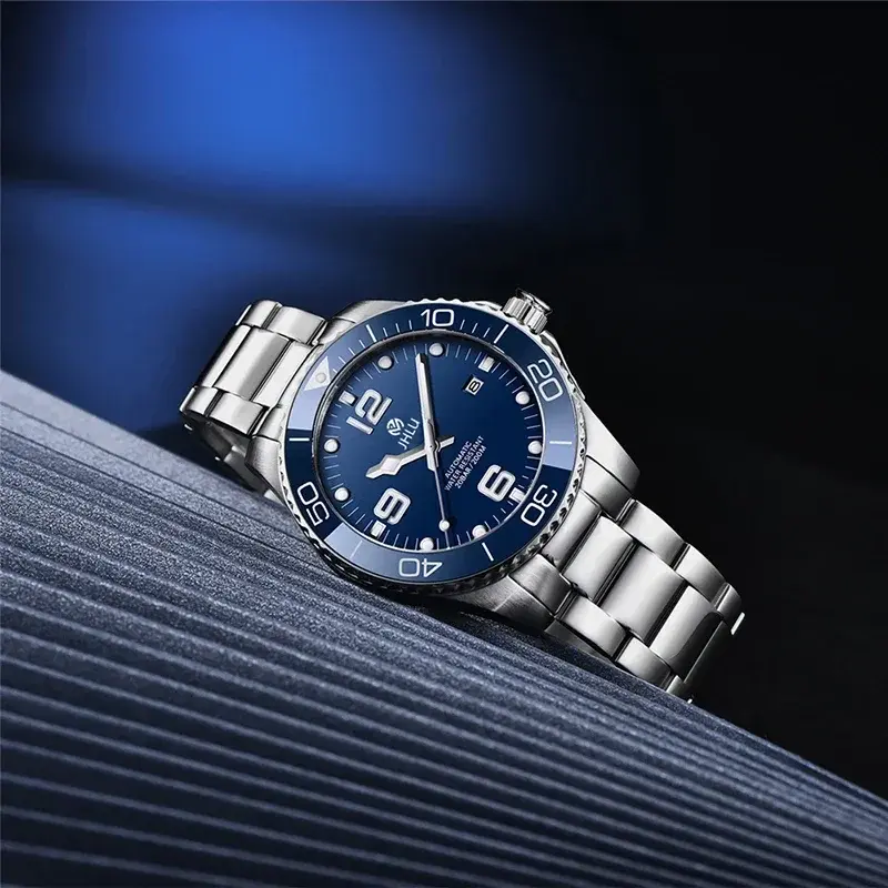Relógio Sapphire mecânico automático masculino, aço inoxidável, impermeável, Hydroconquest, alta qualidade, 100m, novo, 2022