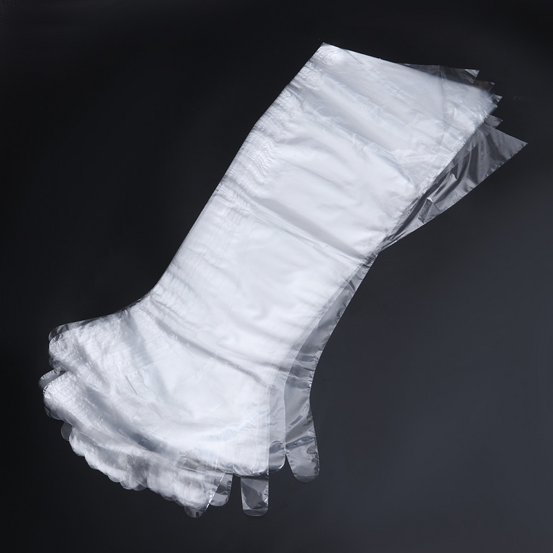 50 Stück Einweg-Plastikfolie Langarm handschuhe Rinder schaf handschuhe für die Farm (weiß)