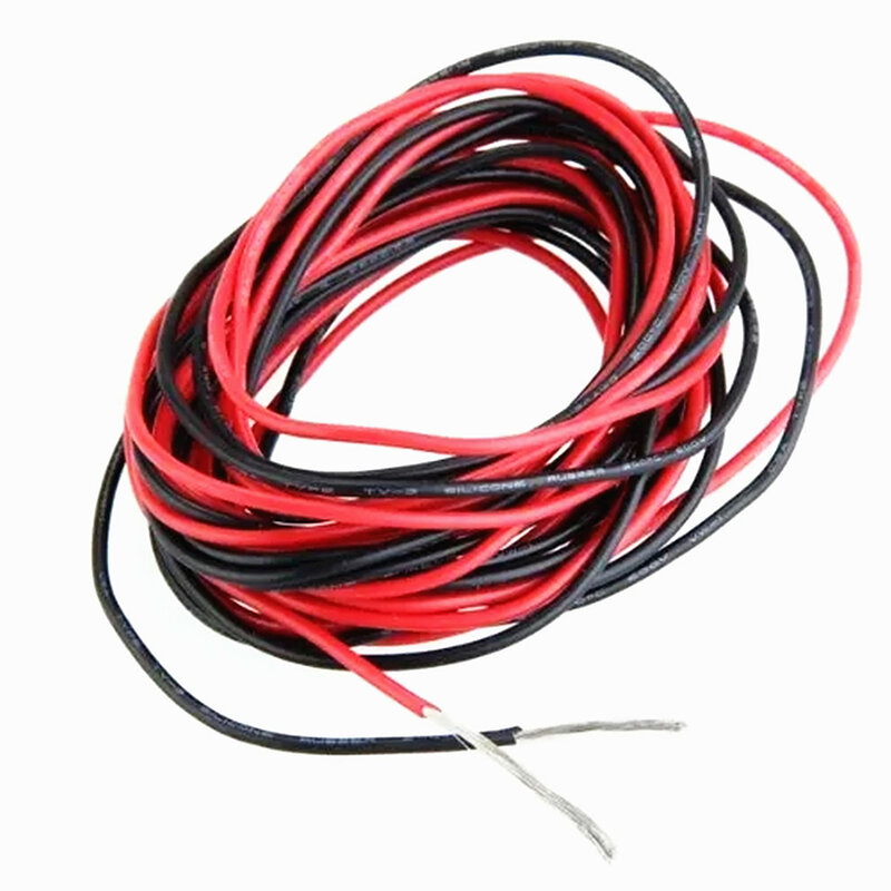Câble en Silicone souple résistant à la chaleur, 1 mètre rouge + 1 mètre noir, 16awg 18awg 20awg 22awg 24awg 26awg