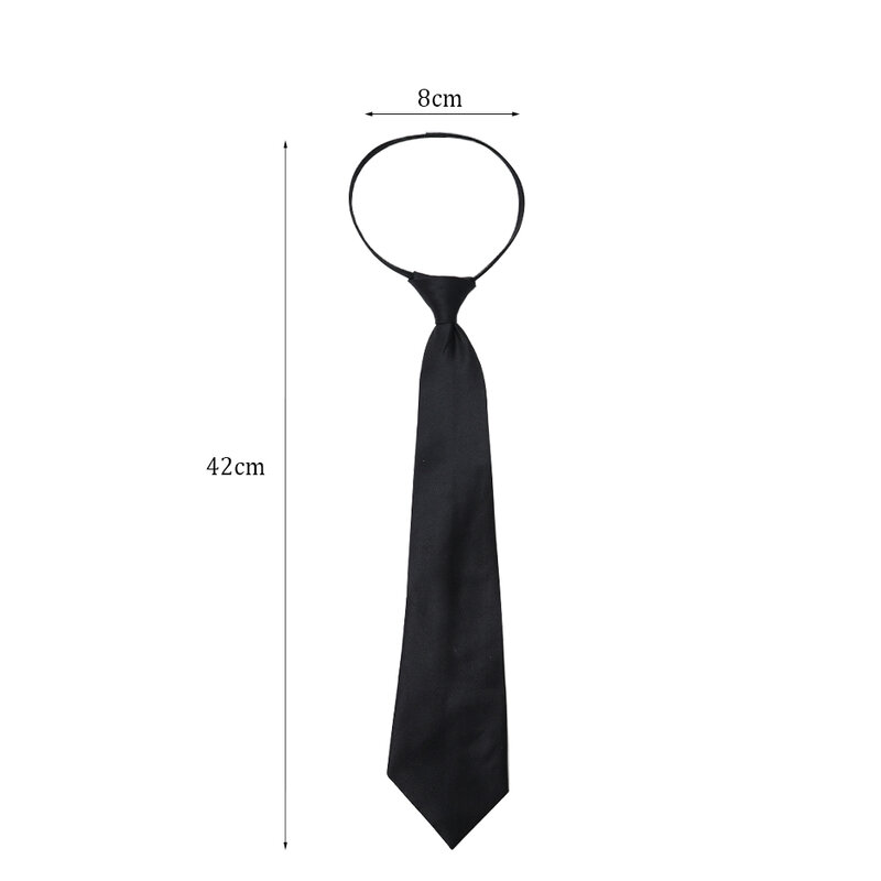 Gravata de segurança preta unissex para camisa uniforme, simples clipe de gravata, gravatas, mordomo fosco, funeral, gravatas de pescoço preguiçoso, estudantes, 2 peças, 1pc