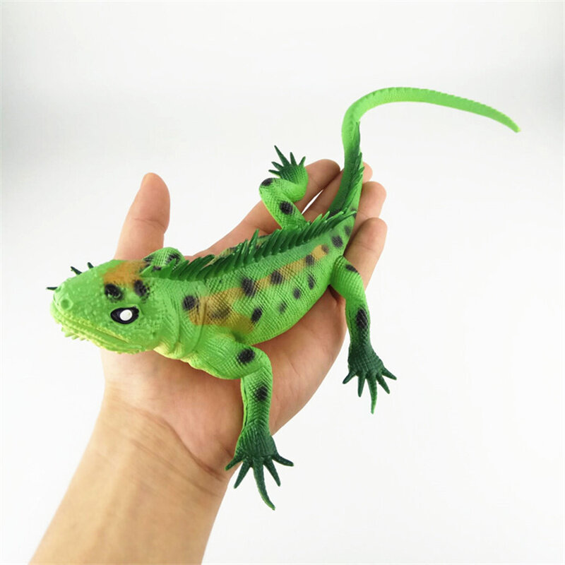 Juguete de animales de lagarto de 6 piezas, modelo de reptil de goma suave, simulación de lagarto chirriante, juguete de Animal, adornos de decoración de escritorio