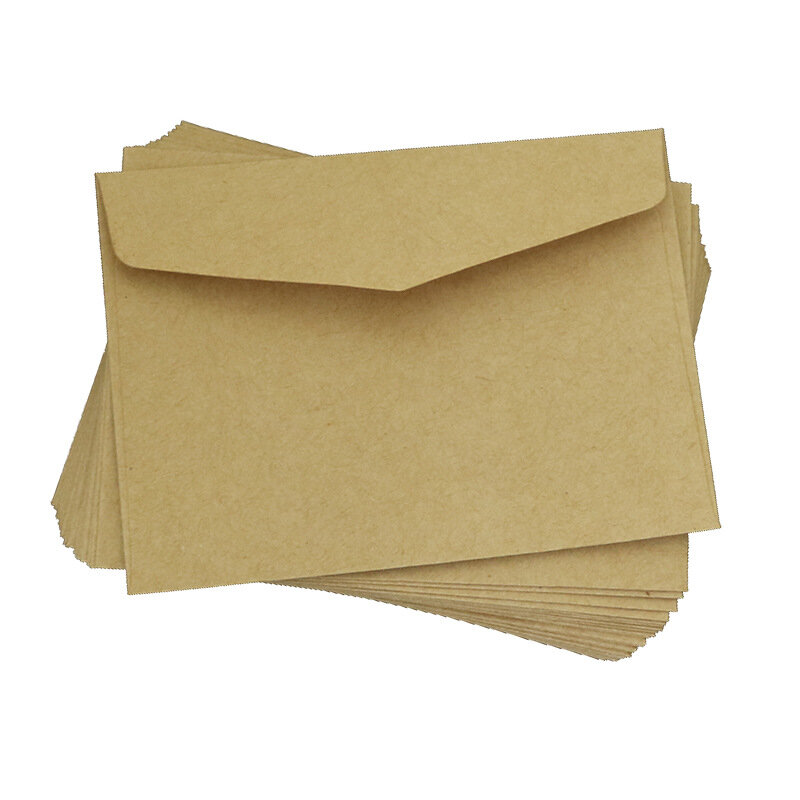 Envelope de papel Kraft vintage, Cartão de agradecimento em branco, Cartão de visita, Armazenamento criativo, Embalagem ocidental Mini Envelope Bag, 2pcs