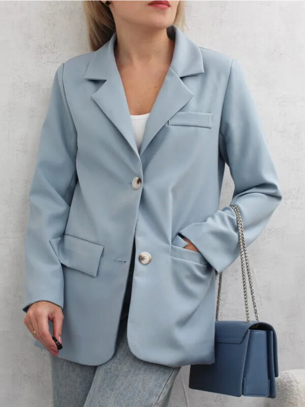 Nowy wiosenny blezer damski luźny płaszcz z długimi rękawami eleganckie kurtki odzież wierzchnią do biura kobiet oficjalne ubrania