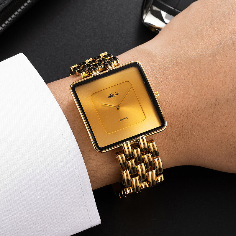 Reloj de cuarzo dorado de acero inoxidable para Mujer, pulsera Simple, envío directo, 2024