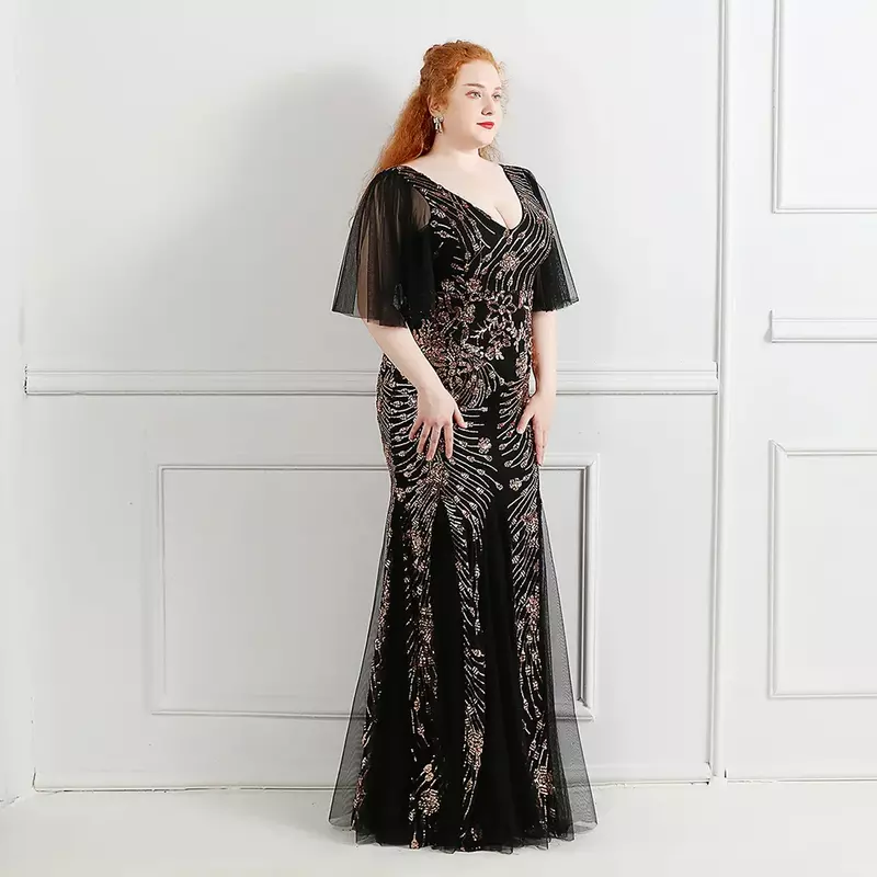 Роскошное Черное вечернее платье-русалка, женское длинное платье из фатина с блестками, модель 2023