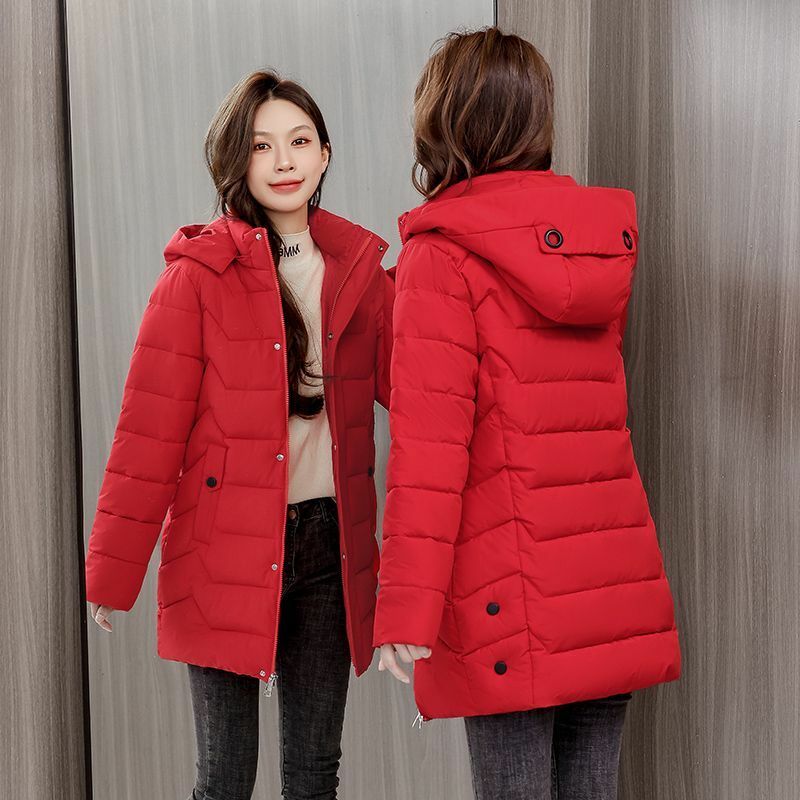 Winter Parkas Women Hooded Mid-Length padded Jacket New Fashion Thick Warm Slim Cotton clothes female Snow Wear overcoat R036