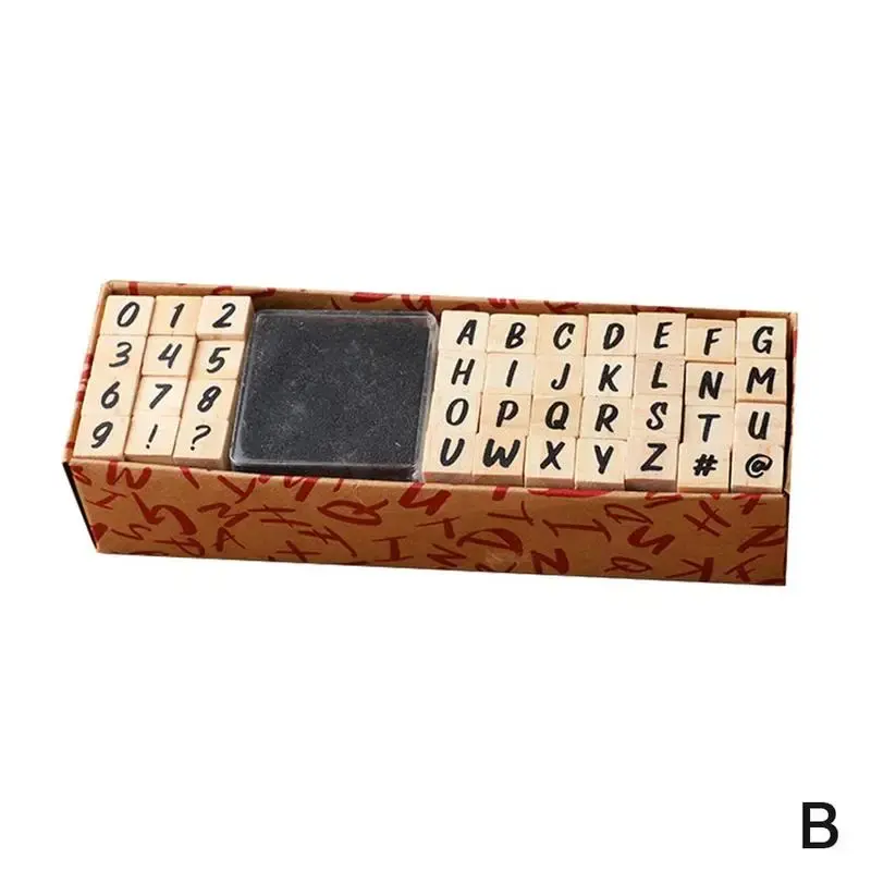 Sello alfanumérico de máquina de escribir, álbum de fotos, sello de letras rectangulares de madera, decoración de diario para niños, sello de número hecho a mano, H8S3