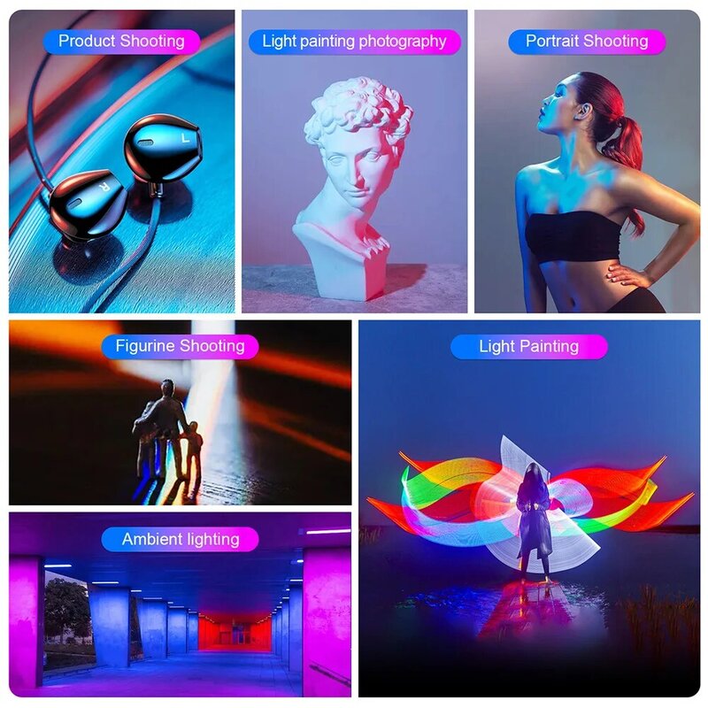 Barra de luz de relleno para cámara, luz LED remota de mano con temperatura de dos colores, RGB a todo color, 3600 colores