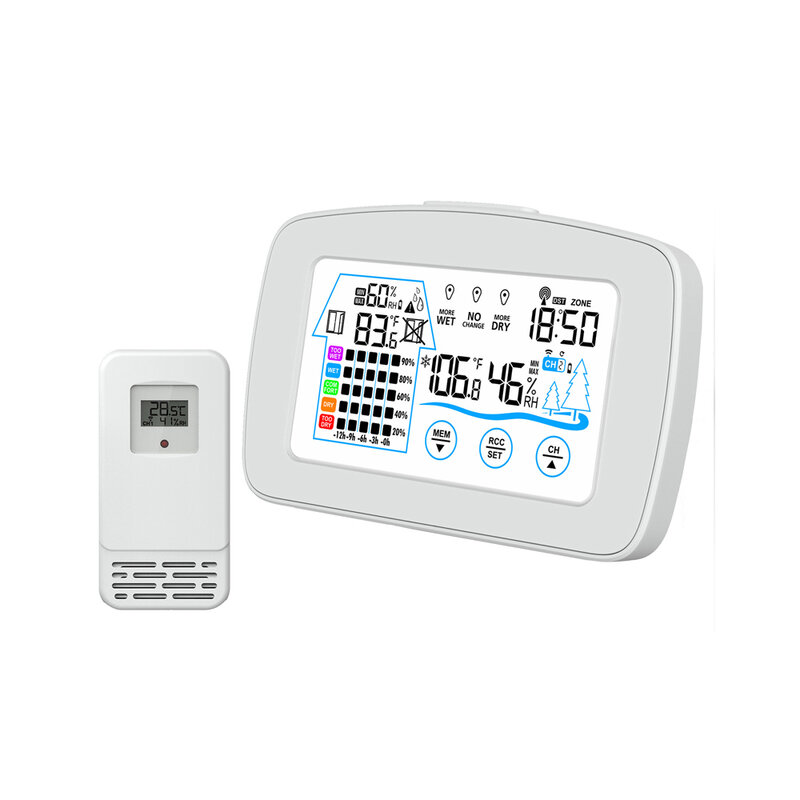 Stacja pogodowa zegary bezprzewodowy kryty termometr zewnętrzny zegar z temperatury i wilgotności Alarm z funkcją drzemki zegar