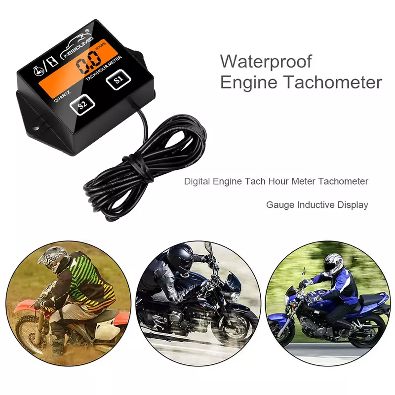 Tacómetro Digital para motocicleta, medidor de hora, batería de repuesto, retroiluminación, indicador de motor Rpm para ATV, motor de carrera, barco