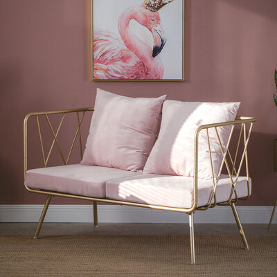 북유럽 다리미 아트 핑크 소파 의자, 홈스테이 디자이너 스튜디오 밀크티 의류 매장, 싱글 및 더블 소형 소파