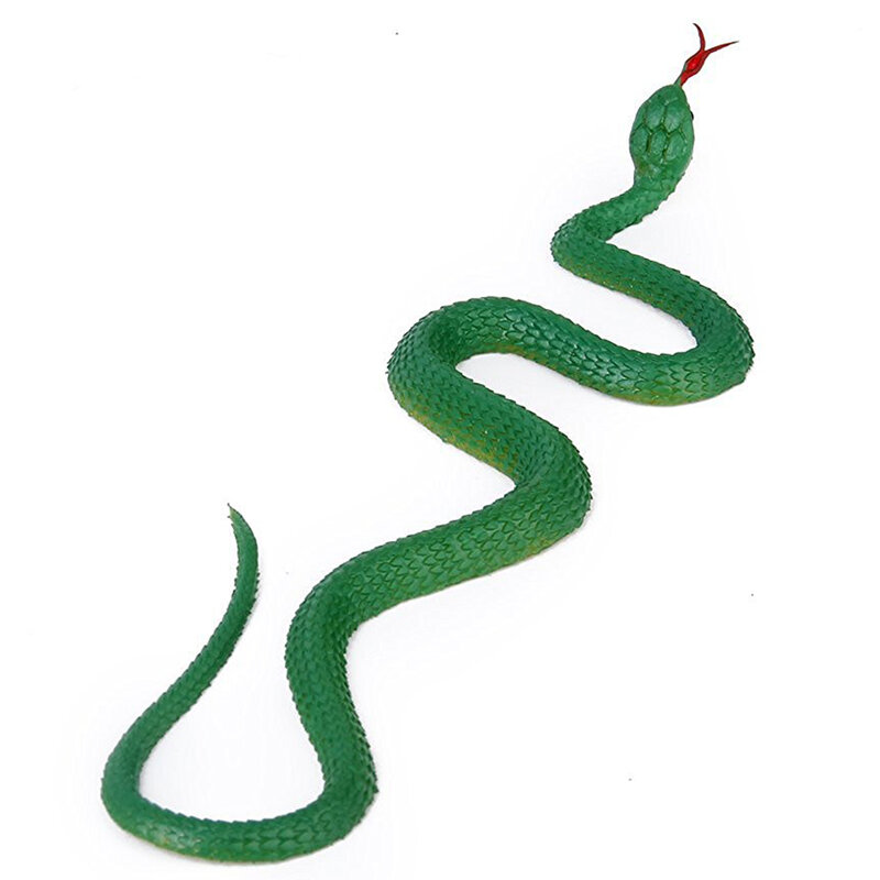 Jouet de simulation de serpent en plastique souple, pointe en caoutchouc de salle, vert