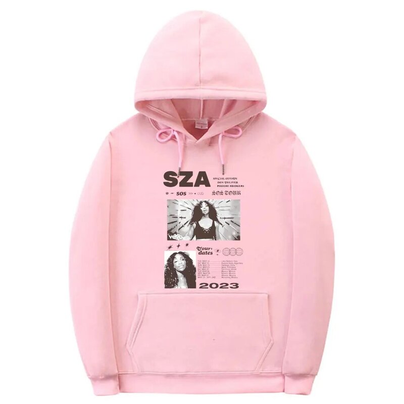 SZA Sos Tour Graphic Print Hoodie Men Women's Hip Hop Oversized Pullover Hoodies Male Fashion Casual Vintage Rapper Sweatshirt