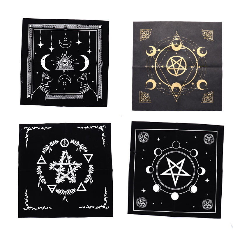 Pentagramas Tarots Toalha De Mesa De Flanela, Pano De Altar Pagão, Lua Tripla