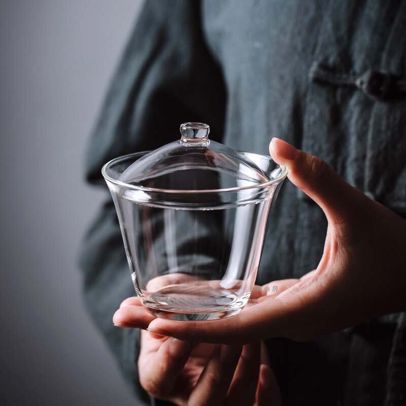 Heat-resistant Glass Gaiwan Transparent Cover Bowl Lid Saucer Big Tea Cup Tureen Travel Teaware Sets Business Gift