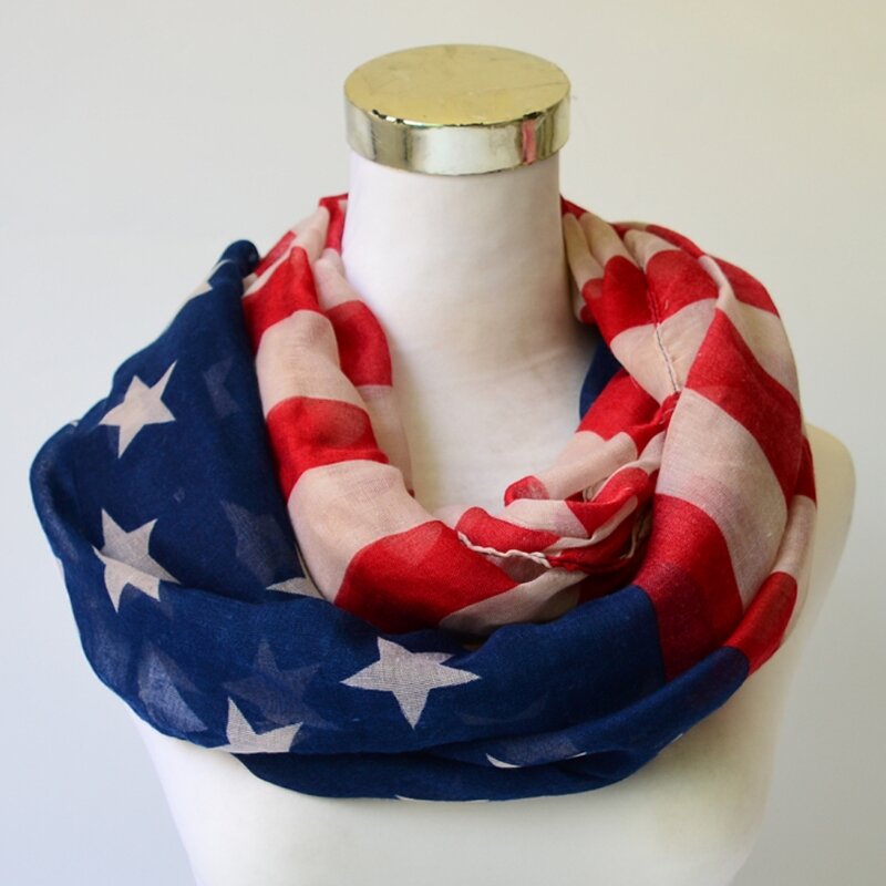 Neue Frauen Amerikanische Flagge Muster Stil Schal Schal Weibliche Schals