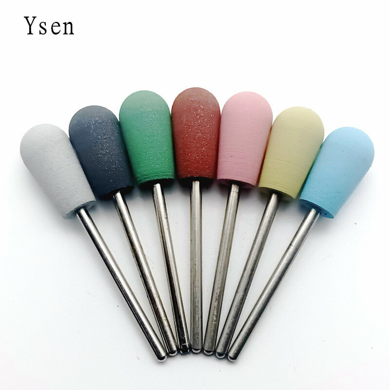 1Pcs Cuspidal Head 7 Colors Rubber&Silicon Carbide Nail Buffer Electric Manicure Machine Nail Drill Accessories Tools Nail Bit