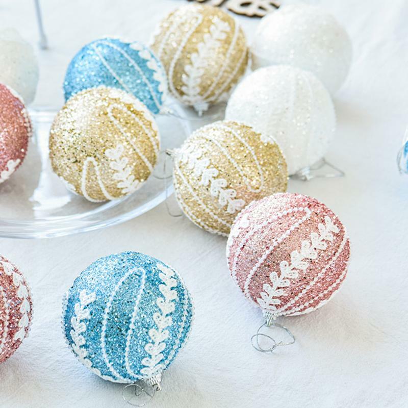 カラフルなキラキラのクリスマスボールの飾り、お祭りの装飾、パーティー用品、クリスマスの木、写真のアクセサリー、8cm