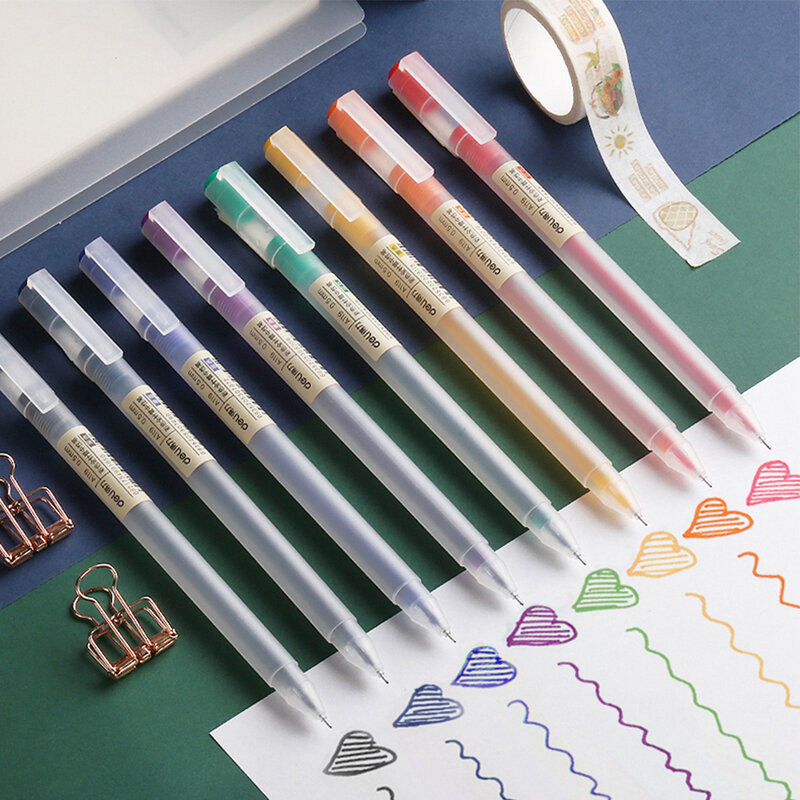 Deli-水性ジェルペンセット,学校のペン,文房具,筆記,絵画ツール,色インク,学生用品,12個,0.5mm