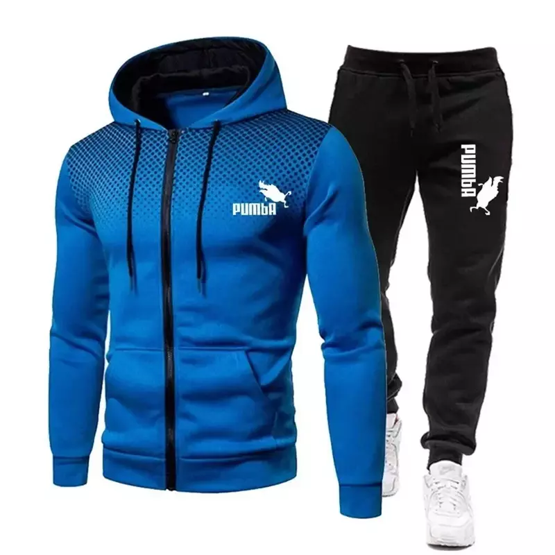 Sportswear de manga comprida masculina, capuz com zíper estampado, designer casual, primavera e outono, nova marca, 2 conjuntos, moda