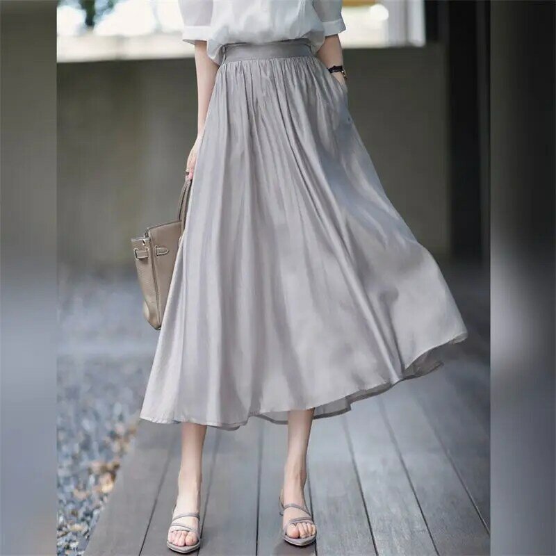 2024 Elegant Fashion Harajuku Slim Fit Female Clothes Loose Casual All Match Solid V Neck Insert Short Sleeve Tops Skirts Sets