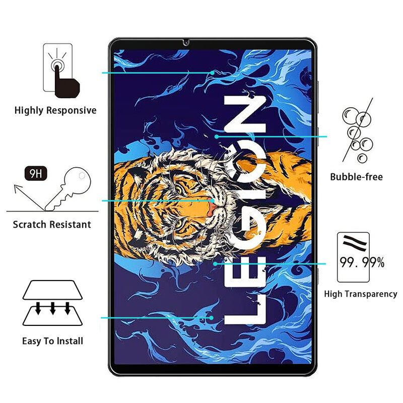 Lenovo Legion Y700 용 8.8 "2022 화면 보호기 태블릿 보호 필름 강화 유리 HD 투명 9D 보호 유리