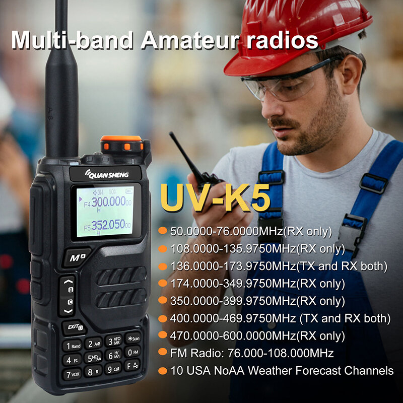 Quansheng Talkie Walperforé UV-K5 5 W Air Band Radio bidirectionnelle UHF VHF Détraction FM ScramJeff NOAA Sans fil Dead Copy Ham Radio