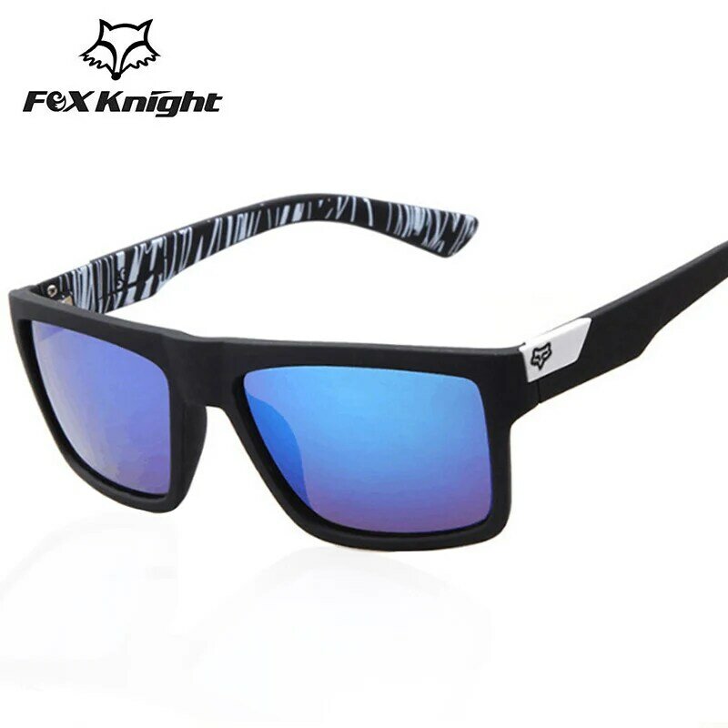 Gafas de sol cuadradas de marca para hombre y mujer, lentes deportivas con espejo de diseñador, UV400, Fox Knight, accesorios para conducir