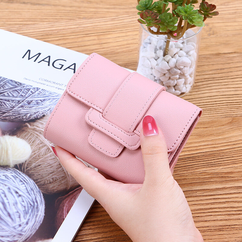 Damskie portfele damskie krótka konstrukcja moda trzystopniowe torebka prosta urocza portmonetka na karty studencka portmonetka carteira feminina