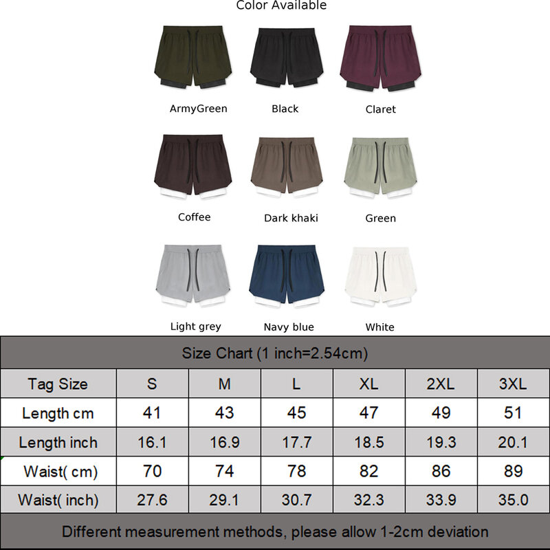 Pantalones cortos de entrenamiento de verano, 2 en 1, Fitness, trotar, sin elasticidad, secado rápido, Color sólido, deportes, nuevo