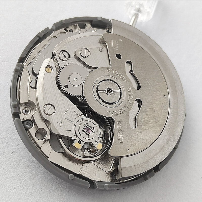 Jam tangan pergerakan NH34/NH34A pria, jam tangan pergerakan otomatis, jam tangan hitam, presisi tinggi, mekanis, asli Jepang, untuk pria