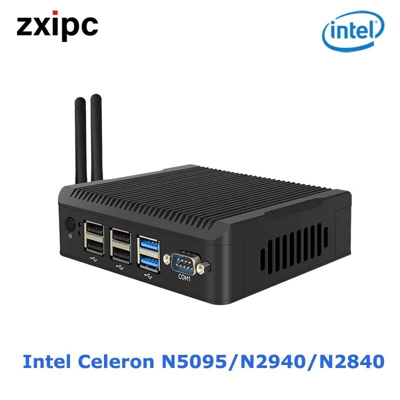 Firewall komputer industri Mini pc tanpa kipas Intel Celeron J4125 N5095 4x2.5G Router LAN NVMe pfsense Firewall Gaming PC Mini